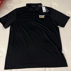Men’s L CAT branded Cutter & Buck Black Polo Shirt. New with tags